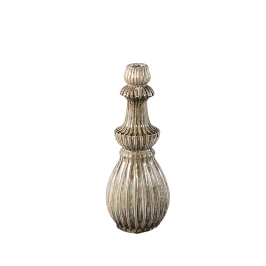 PTMD MYRTLE CREAM CERAMIC ROUND RIBBED VASE