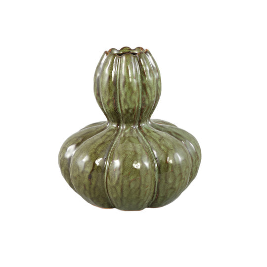PTMD FARDAU GREEN GLAZED CERAMIC PUMPKIN SHAPED VASE
