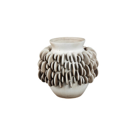 PTMD WINA BEIGE CERAMIC VASE WITH ROUND SCALES