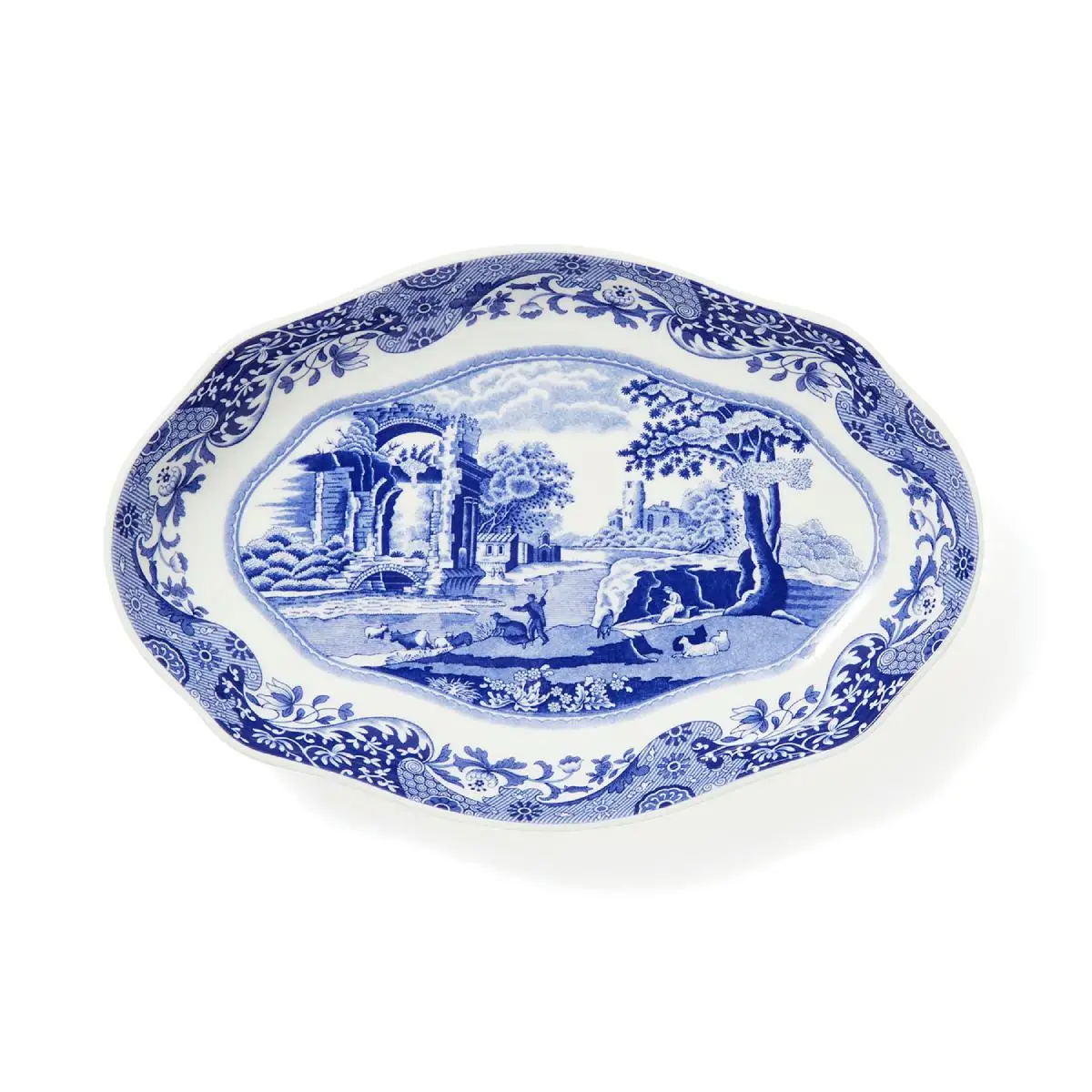 SPODE BLUE ITALIAN OVAL FLUTED DISH