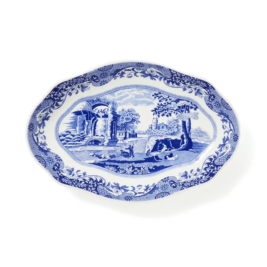 SPODE BLUE ITALIAN OVAL FLUTED DISH