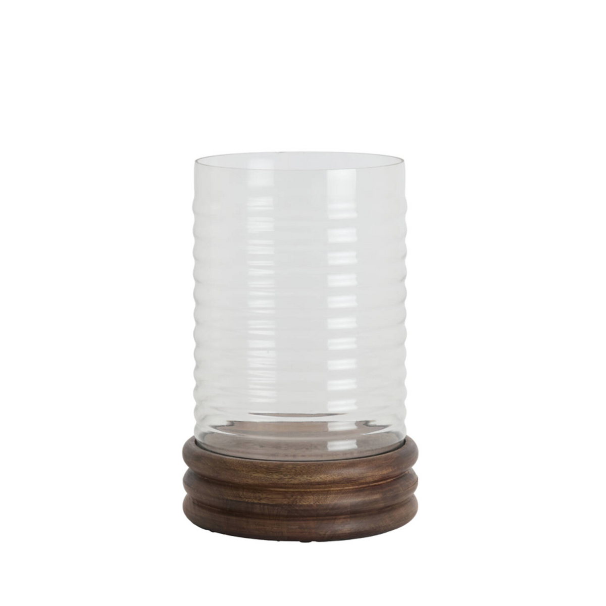 LIGHT & LIVING HURRICANE LAMP-MANGO WOOD AND GLASS