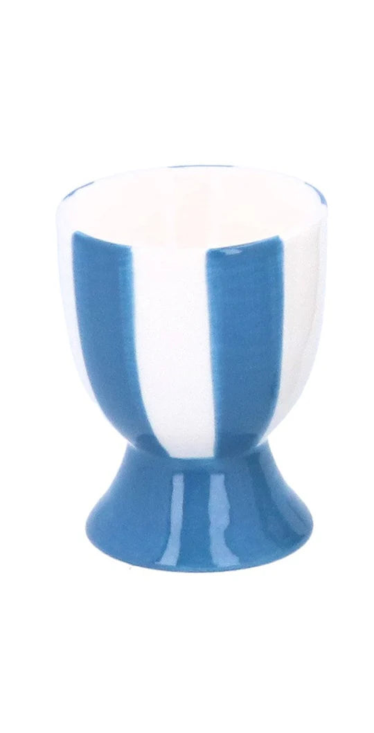 GISELA GRAHAM BLUE STRIPE EGG CUP