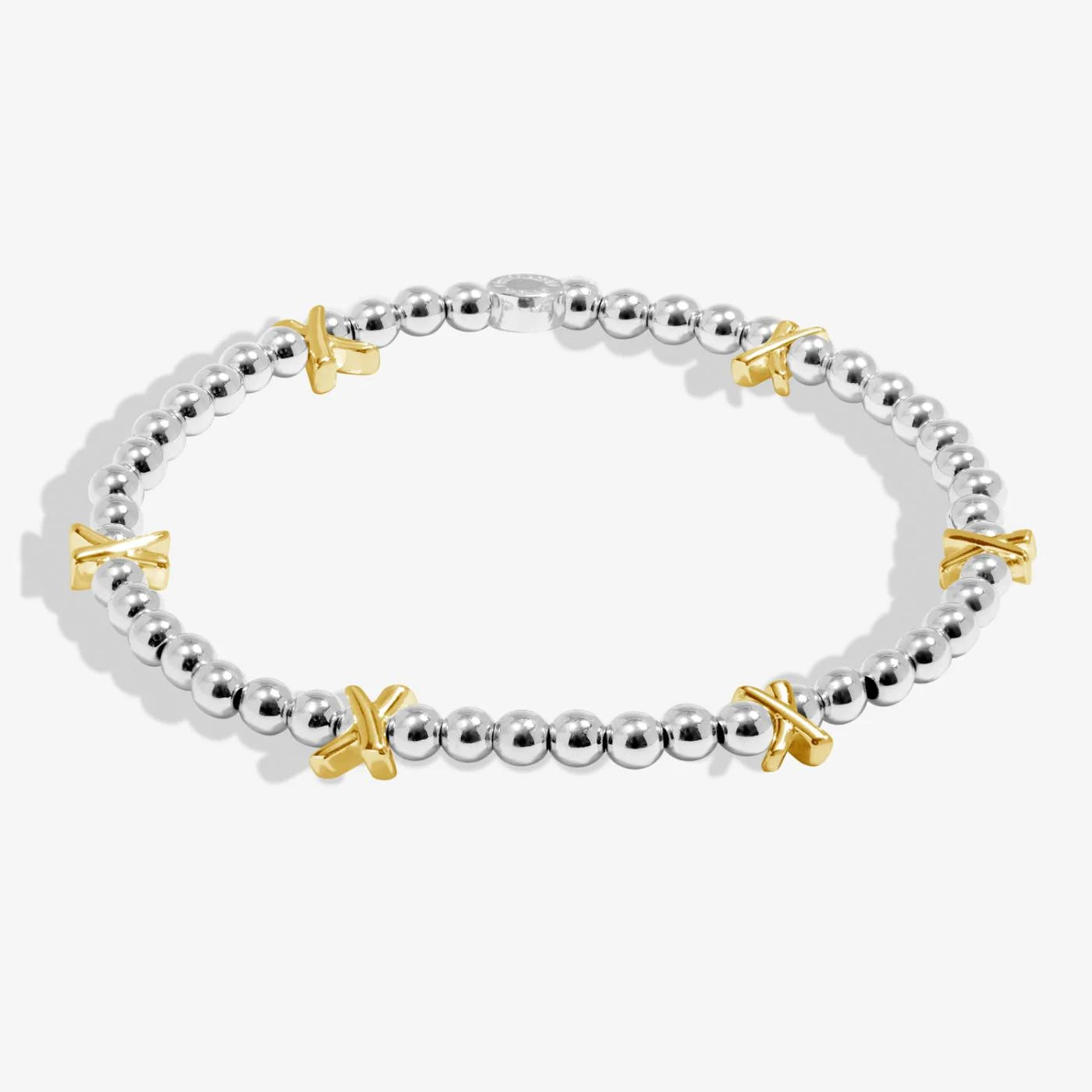 SILVER BASE GOLD KISSES SILVER & GOLD PLATED BRACELET