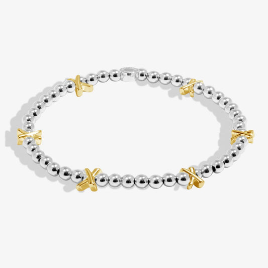 SILVER BASE GOLD KISSES SILVER & GOLD PLATED BRACELET