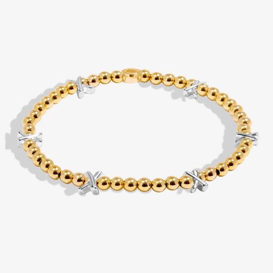 BRACELET BAR GOLD BASE SILVER KISSSES