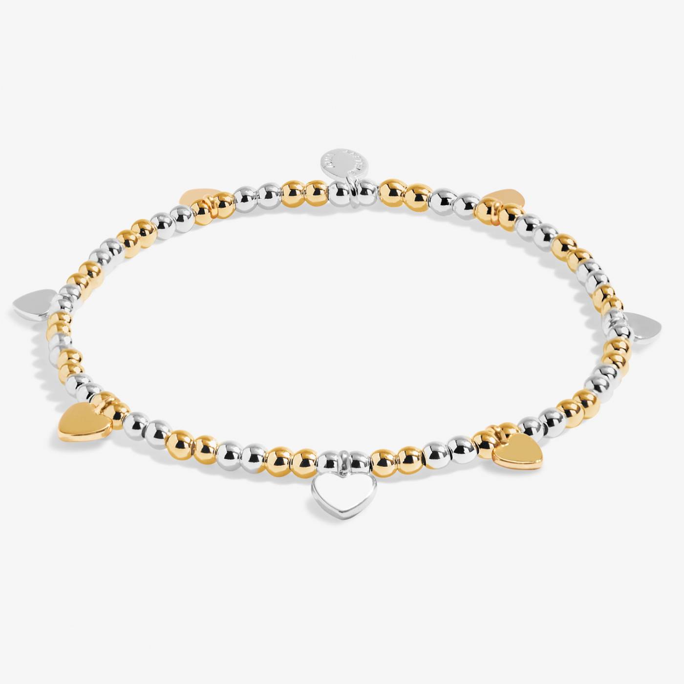 BRACELET BAR HEARTS SILVER & GOLD PLATED