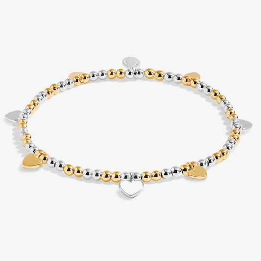 BRACELET BAR HEARTS SILVER & GOLD PLATED
