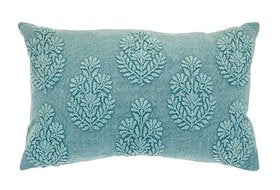 EMBROIDERED BUTTERMERE CUSHION SKY BLUE POLY FILL 30x50CM