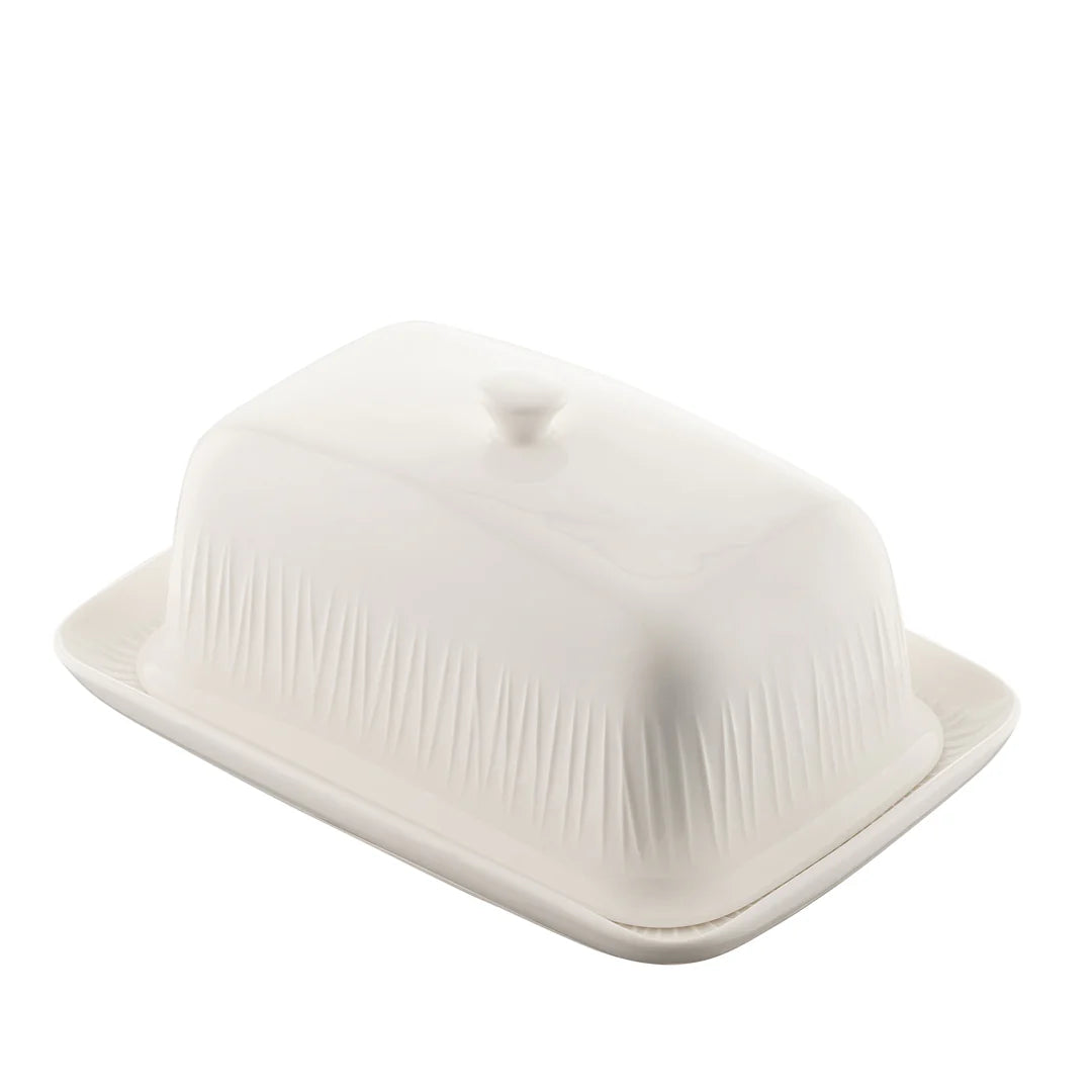 BELLEEK LIVING WHITE BUTTER DISH