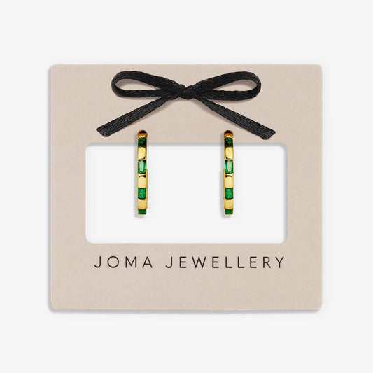 LOVED BY YOU GREEN CZ GOLD PLATED HOOP EARRINGS