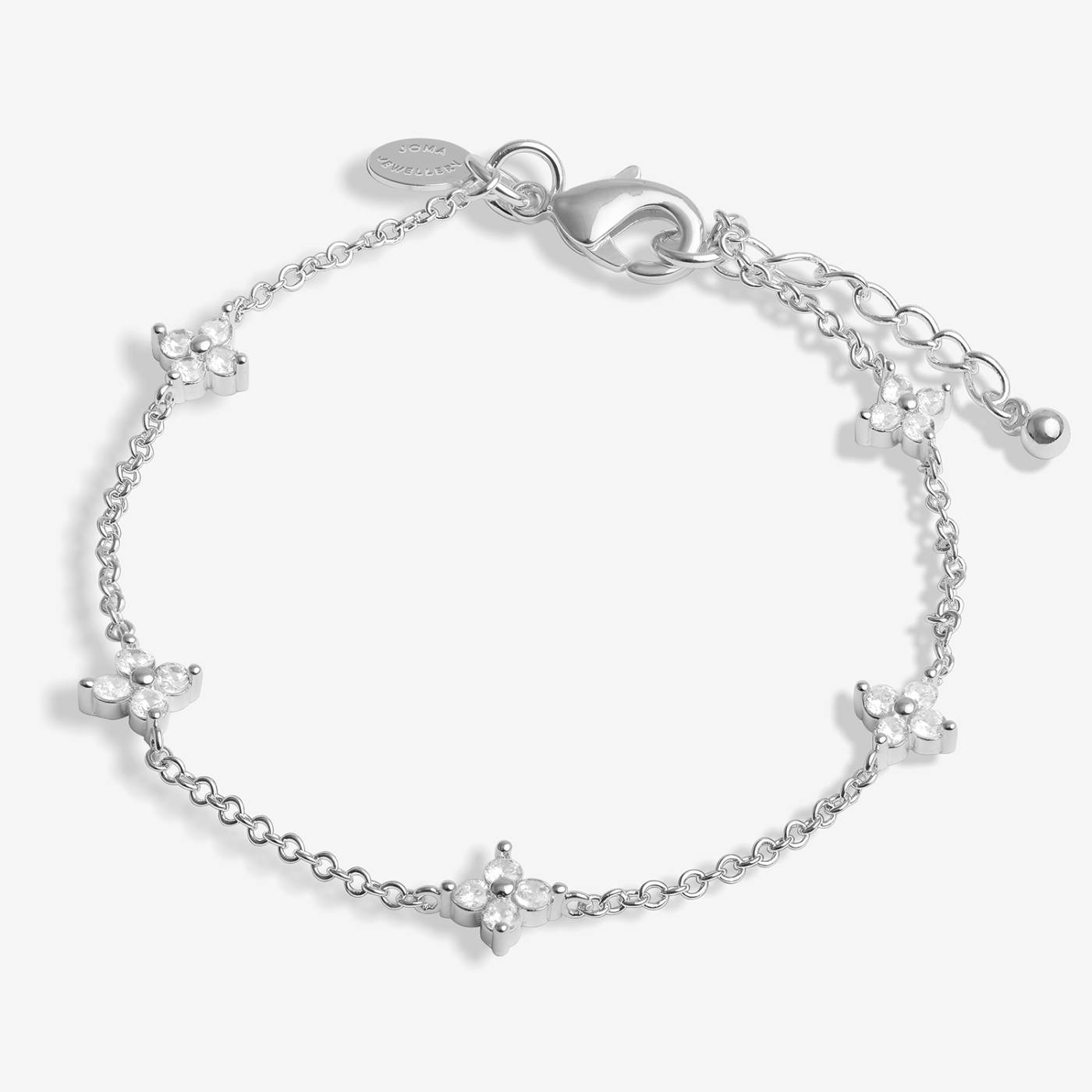 LOVED BY YOU CZ CLOVER SILVER PLATED BRACELET