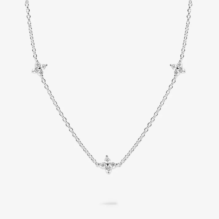 LOVE BY YOU CZ CLOVER SILVER PLATED NECKLACE