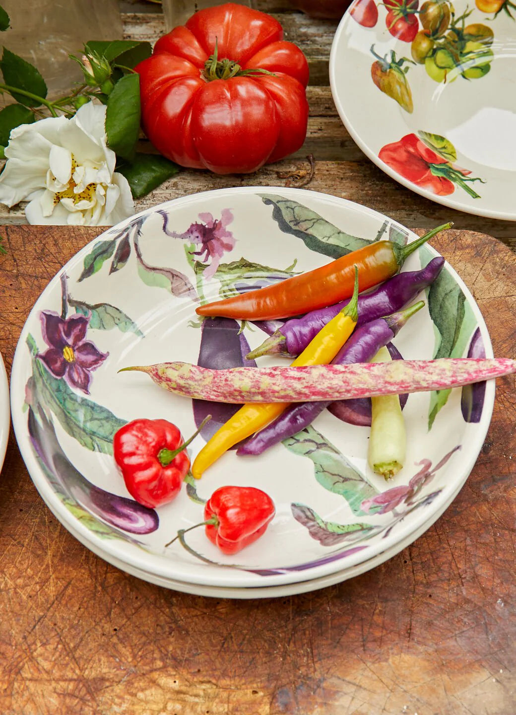 AUBERGINE & FLOWERS MEDIUM PASTA BOWL