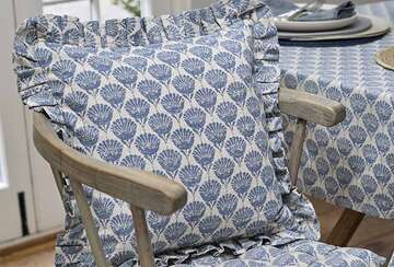 CARNATION RUFFLE SQUARE CUSHION SLATE BLUE POLY FILL 43*43CM