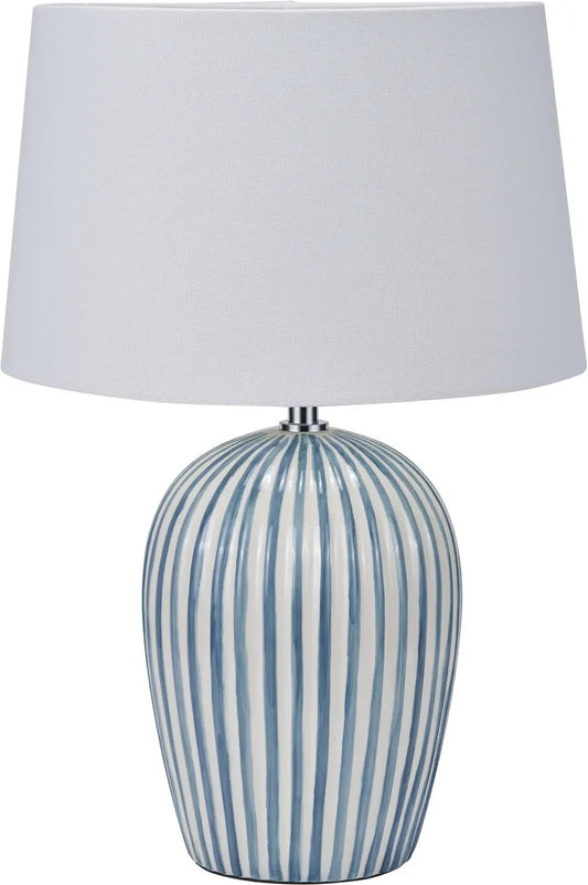 CANNES BLUE AND WHITE STRIPE CERAMIC TABLE LAMP