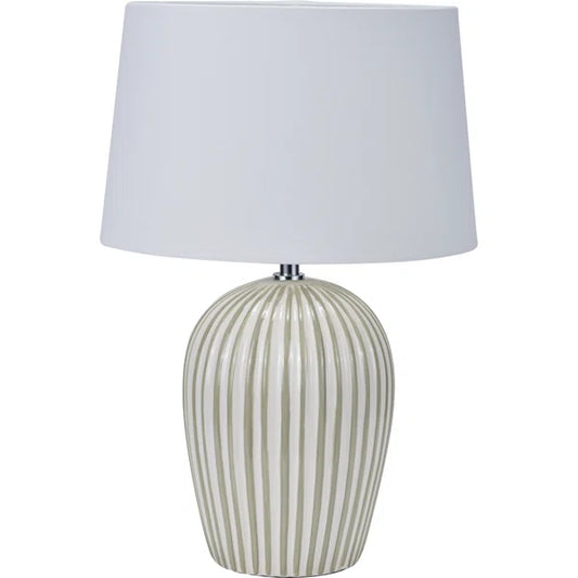 CANNES GREEN AND WHITE STRIPE TABLE LAMP