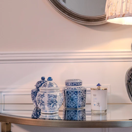 LEITH BLUE & WHITE JARS SET OF 3