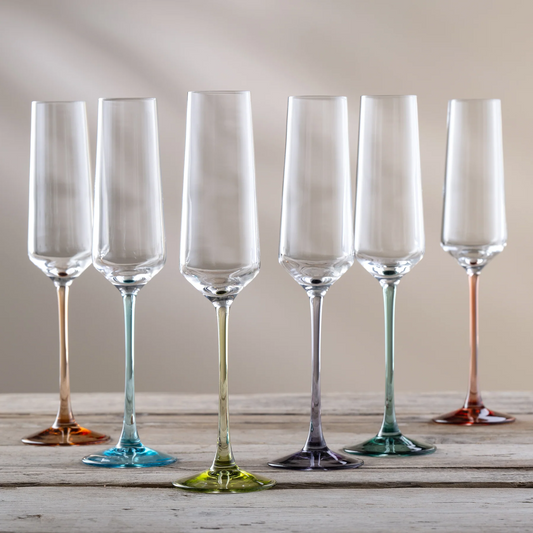 GALWAY CRYSTAL CHROMA PARTY PACK OF 6 FLUTES