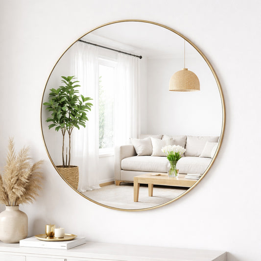 HIGHLINE ROUND MIRROR BRASS 750*20*750MM BRASS