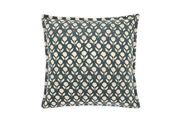 WALTON MARTTA HANDBLOCK PRINT CUSHION SLATE BLUE POLY FILL 43*43CM
