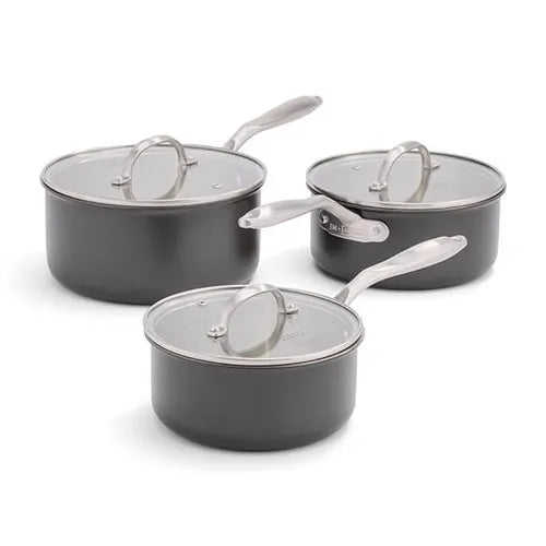 JAMES MARTIN BI-PLY 3 PIECE SAUCEPAN SET