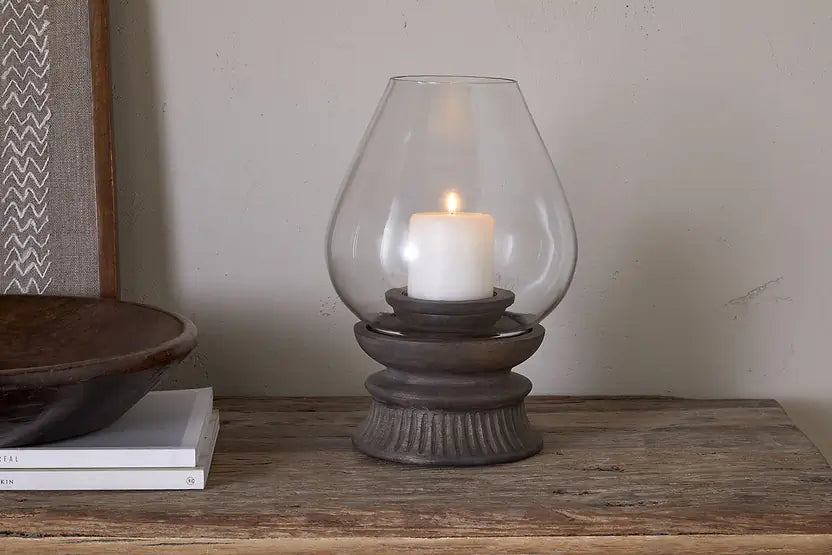 NKUKU KAWANI MANGO WOOD LANTERN DARK ASH