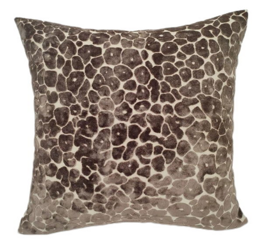MALINI LEOPARD CUT VELVET  CUSHION CHOC