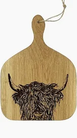 OAK HANGING PADDLE MEDIUM HIGHLAND COW