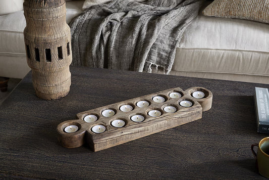 NKUKU MAKALA RECLAIMED WOOD TEALIGHT HOLDER NATURAL