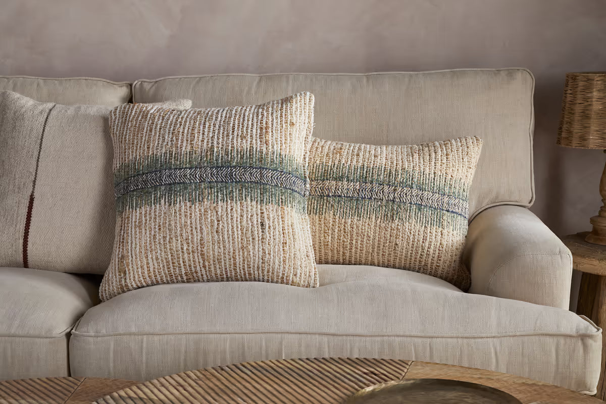 ZAIRYA JUTE & COTTON CUSHION COVER SEA FOAM