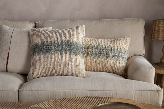 ZAIRYA JUTE & COTTON CUSHION COVER SEA FOAM