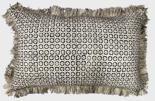 MALINI BLOCK PRINTED CUSHION-MOCHA