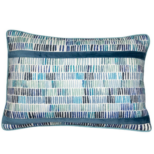 MALINI BLUE PRINTED LINES WITH VELVET-BLUE