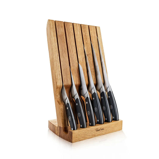 RW PROFESSIONAL ANGLE OAK KNIFE BLOCK SET 7P