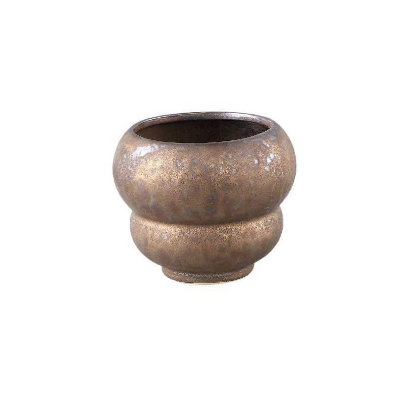 PTMD ANASHE BRONZE CERAMIC POT LAYERS ROUND