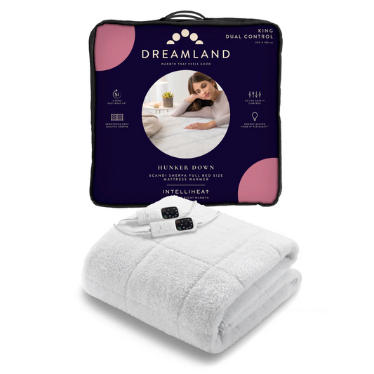 DREAMLAND HUNKER DOWN SHERPA BLANKET-KING DUAL CONTROL