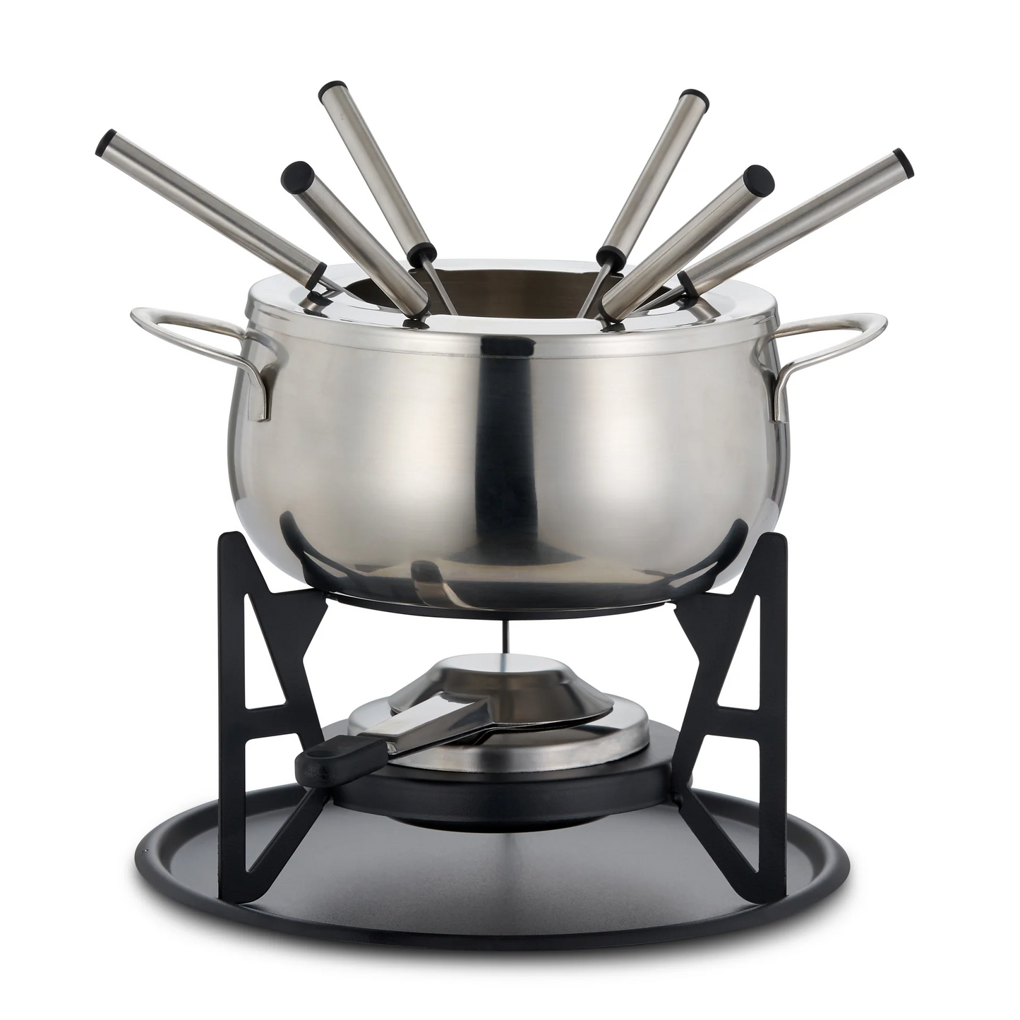 STAINLESS STEEL SILVER FONDUE SET