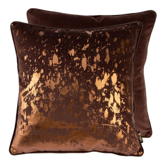 BRONZE FOIL SPLASH CUSHION-CHOCO