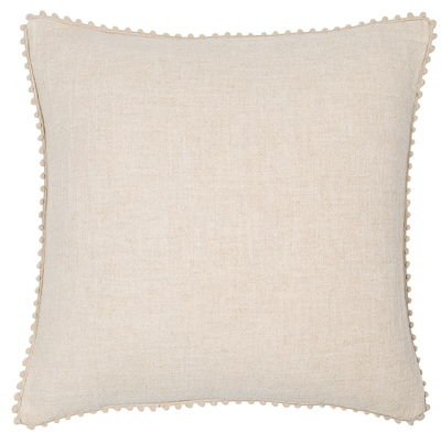 MALINI LINEN POM POM CUSHION-NATURAL