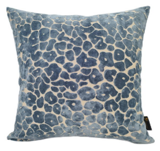 MALINI PAUL MONEYPENNY VELVET CUSHION-BLUE