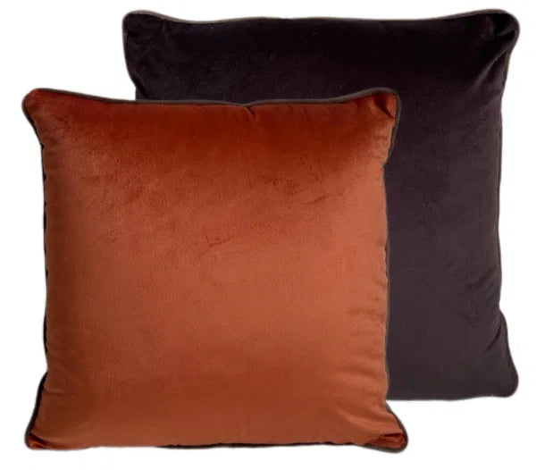 PAUL MONEYPENNY TWOFACED ORANGE/CHOC CUSHION