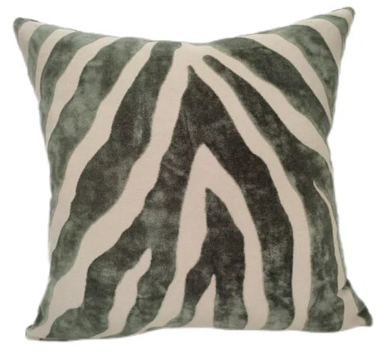 ZEBRA CUT VELVET PAUL MONEYPENNY SAGE CUSHION