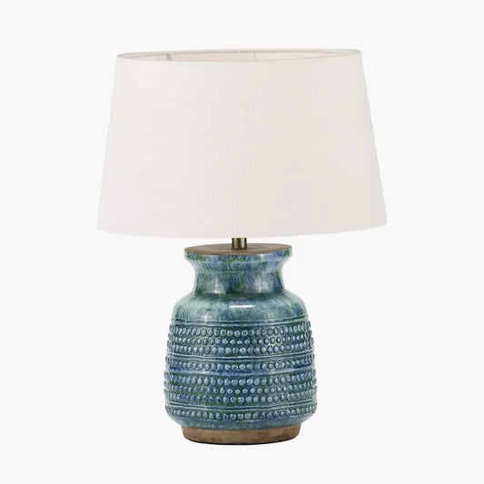 THEANO DOT DESIGN BLUE GLAZE TABLE LAMP