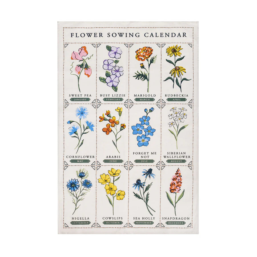 TIME TO GROW FLOWERS TEA TOWEL