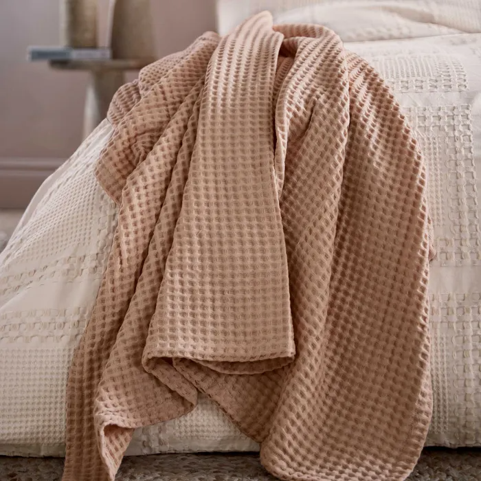 ABIGAIL AHERN x MURMUR TESS WAFFLE DUSKY PINK THROW