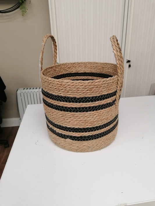STORAGE BASKET BLACK STRIPE LARGE