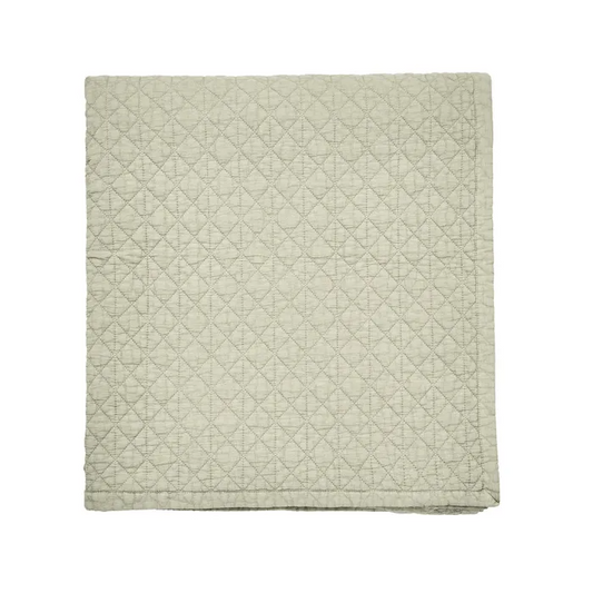 BEDECK OF BELFAST STONEWASHED COTTON THROW-SAGE GREEN