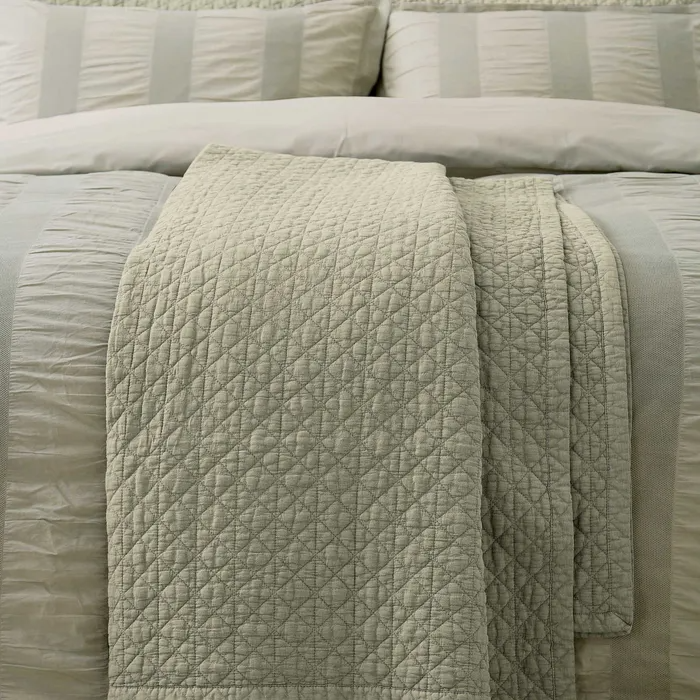 BEDECK OF BELFAST STONEWASHED COTTON THROW-SAGE GREEN