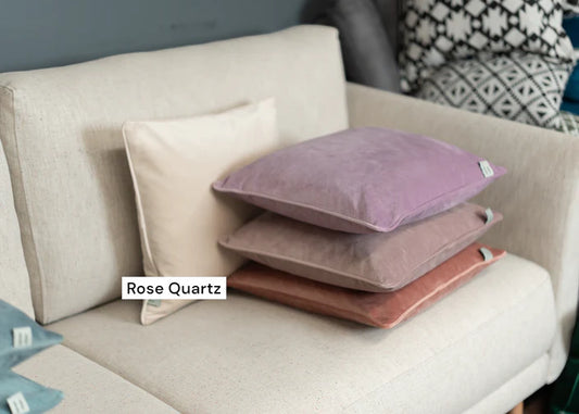 FERVOR + HUE CUSHION VELVET PLAIN ROSE QUARTZ 50x50CM